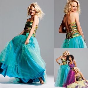 Faviana Couture Print Chiffon/Tulle Ball Gown